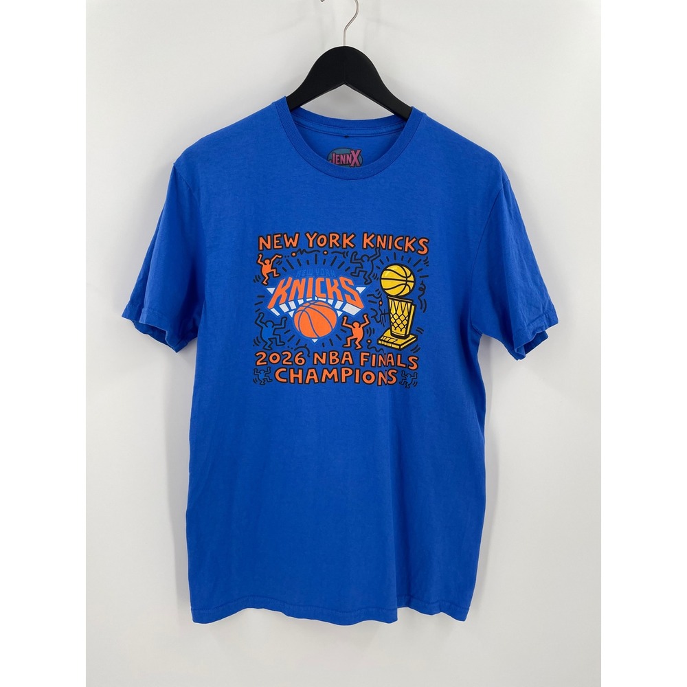 New York Knicks 2026 NBA Finals Champions Graphic T Shirt Blue JennX M
